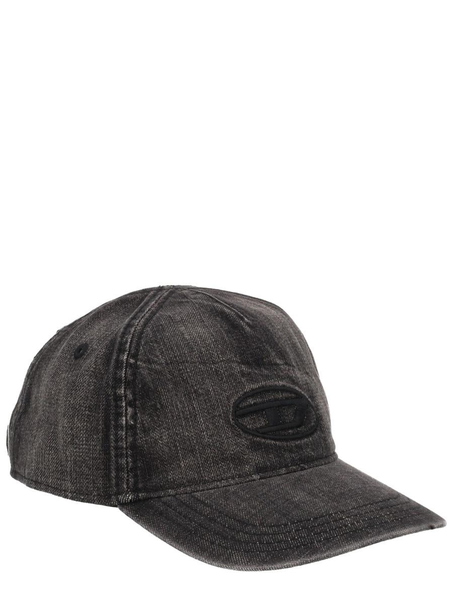 DIESEL Black Cotton Baseball Cap for Men