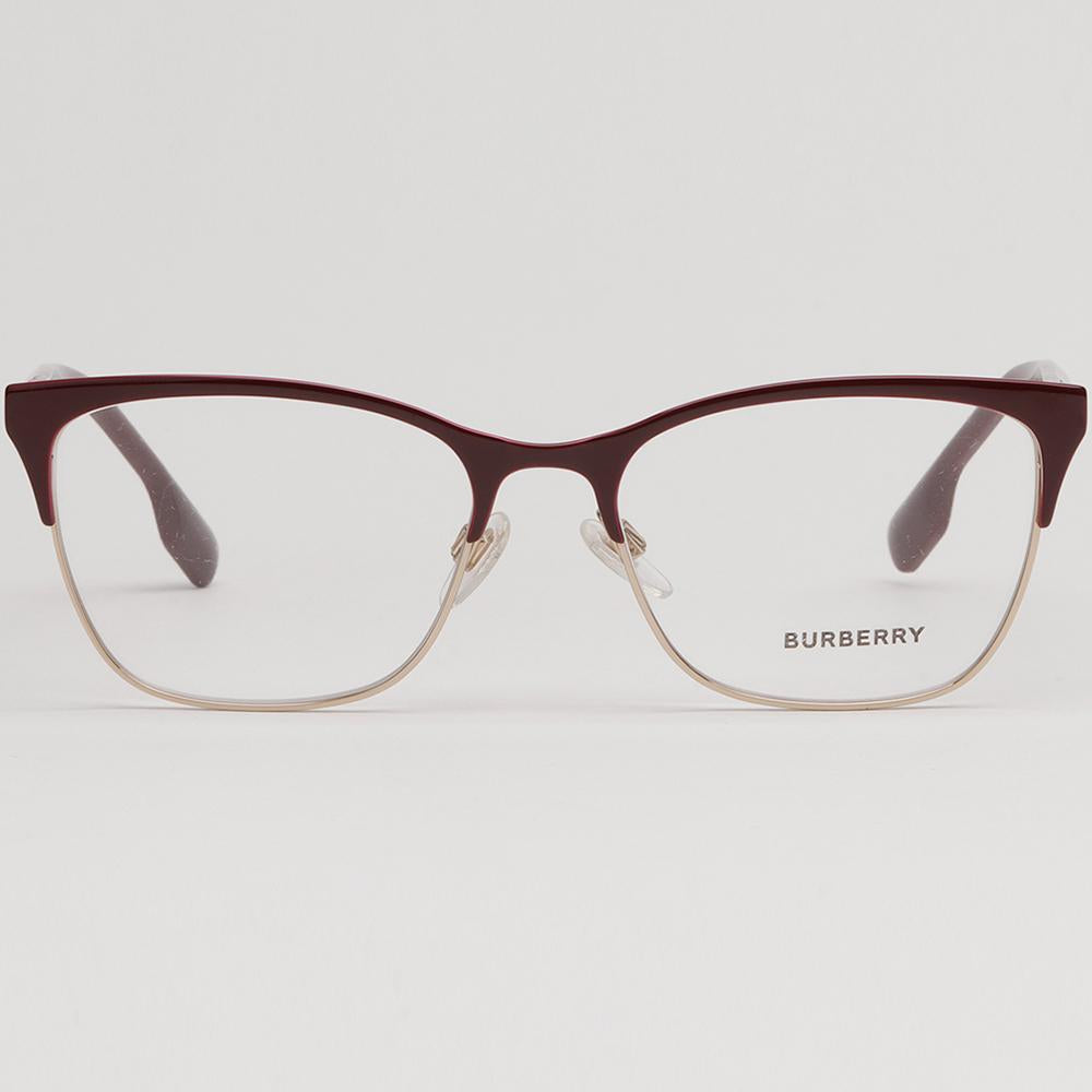 BURBERRY Burgundy Gold Half-Rim Square Cat-Eye Eyeglass Frames BE1362 1292