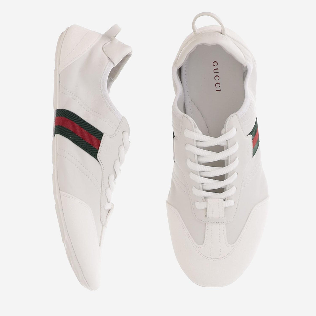 GUCCI White Leather Low Top Sneakers