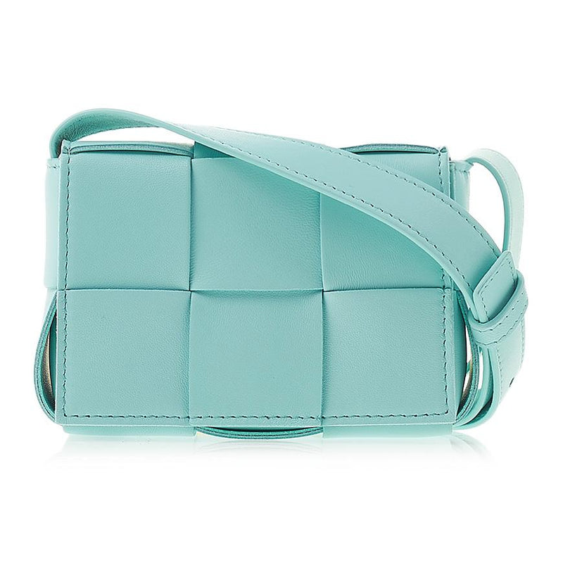 Bottega Veneta Mini Cassette Crossbody Bag Green Leather