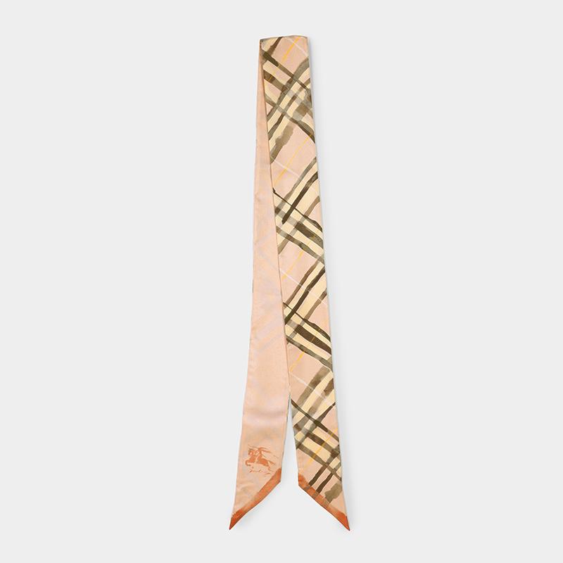 BURBERRY Skinny Reversible Check Silk Scarf