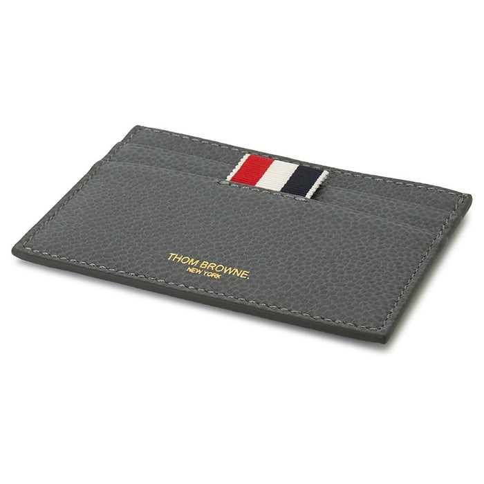 THOM BROWNE Tricolor Stripe Leather Card Holder Gray Unisex