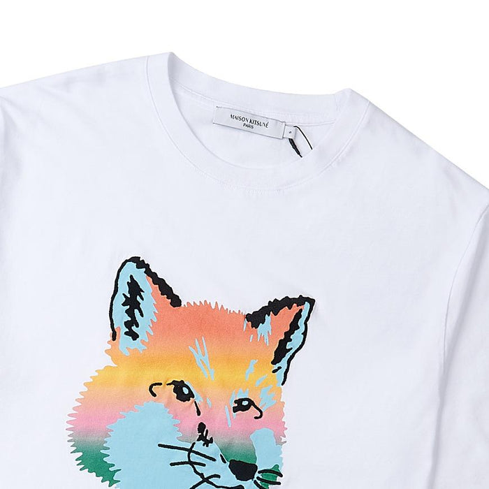 Maison Kitsune Fox Head Print T-Shirt White Men’s Cotton