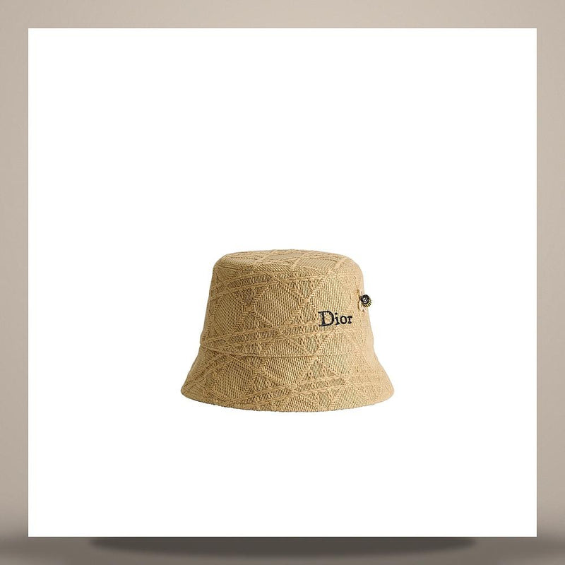 DIOR Teddy D Cannage Narrow Brim Bucket Hat Natural Raffia-Effe CPB06223XEMCC100