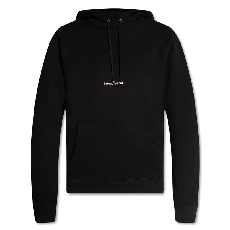Saint Laurent Logo Print Women’s Hooded Sweatshirt Black Cotton