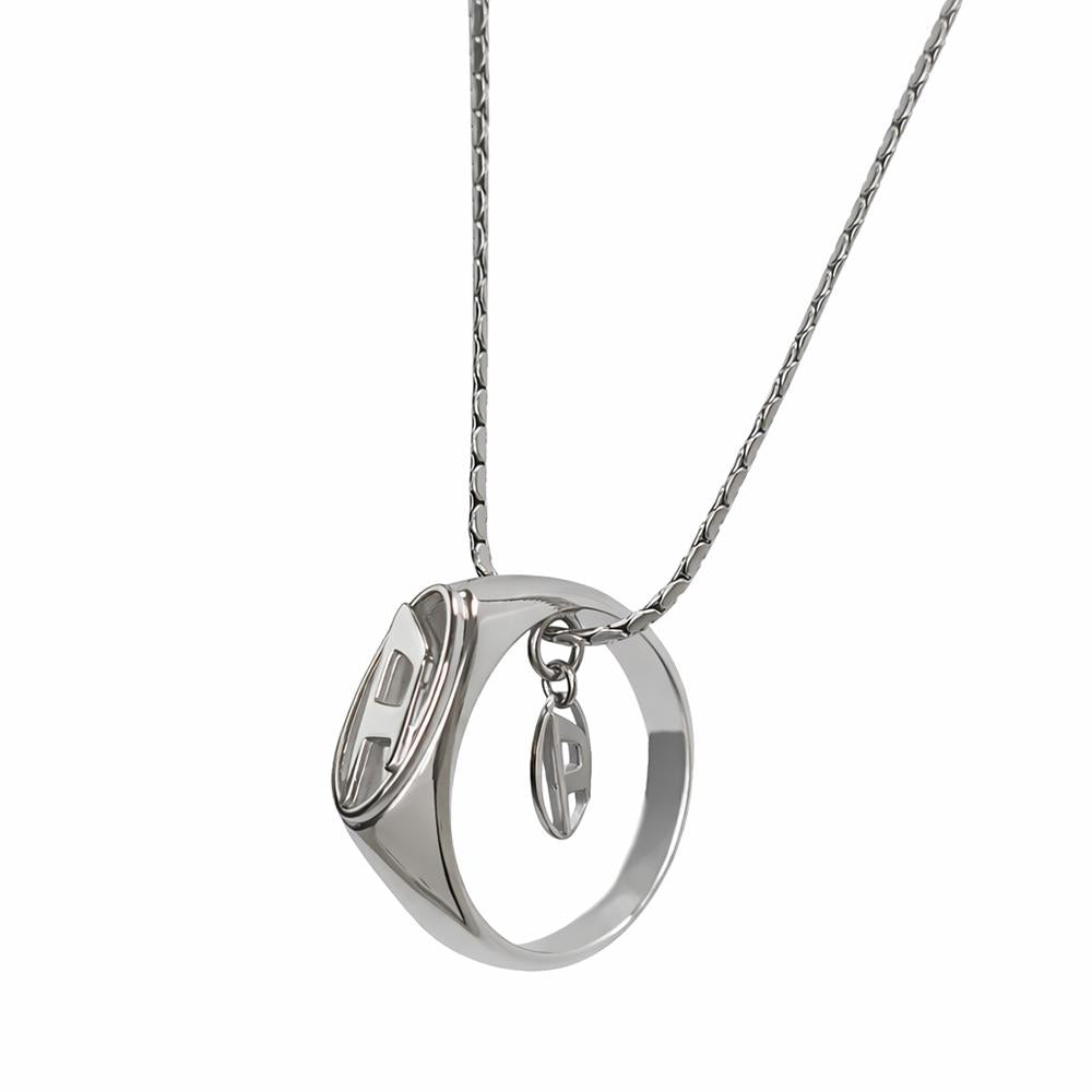 DIESEL Unisex Ring and Oval D Pendant Necklace DX1644040