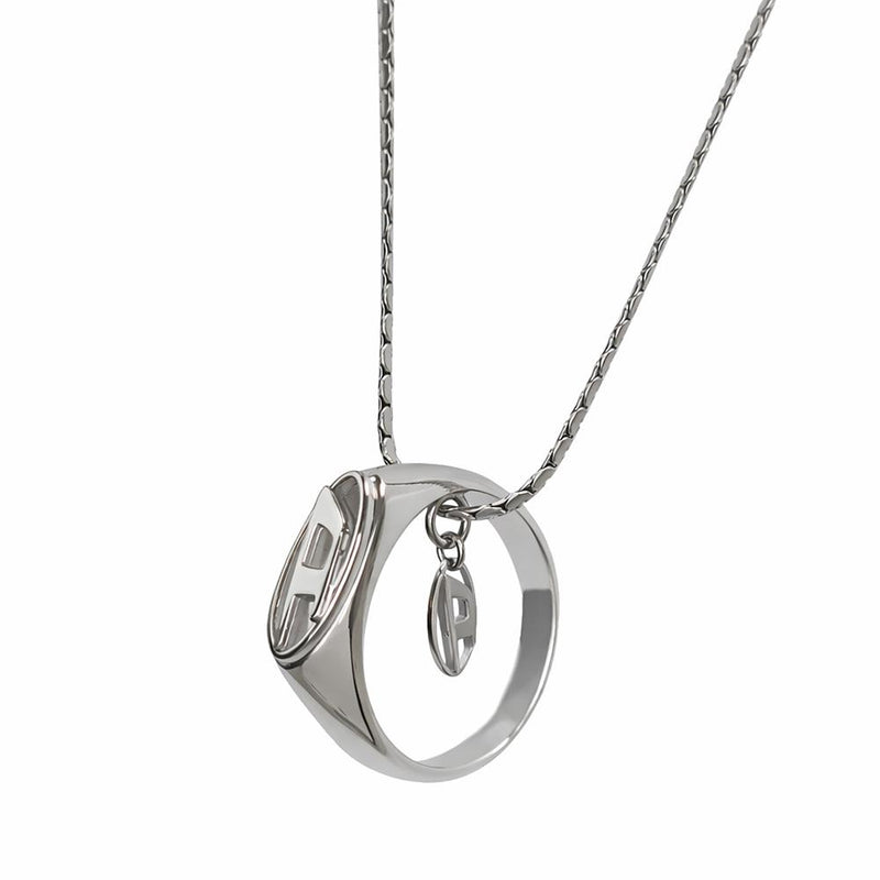 DIESEL Unisex Ring and Oval D Pendant Necklace DX1644040