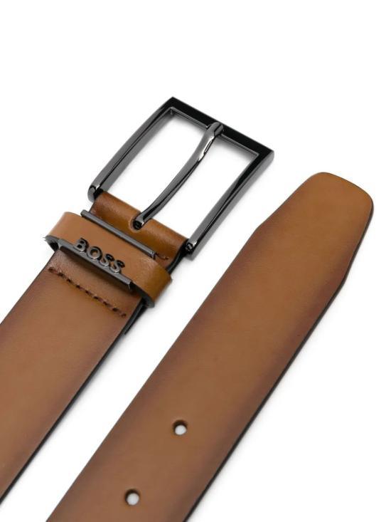 HUGO BOSS Logo Keeper Leather Belt 50491852 210 BROWN DOM