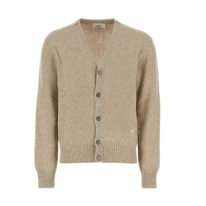 AMI Men’s Chain Stitch Heart Logo Cashmere Cardigan