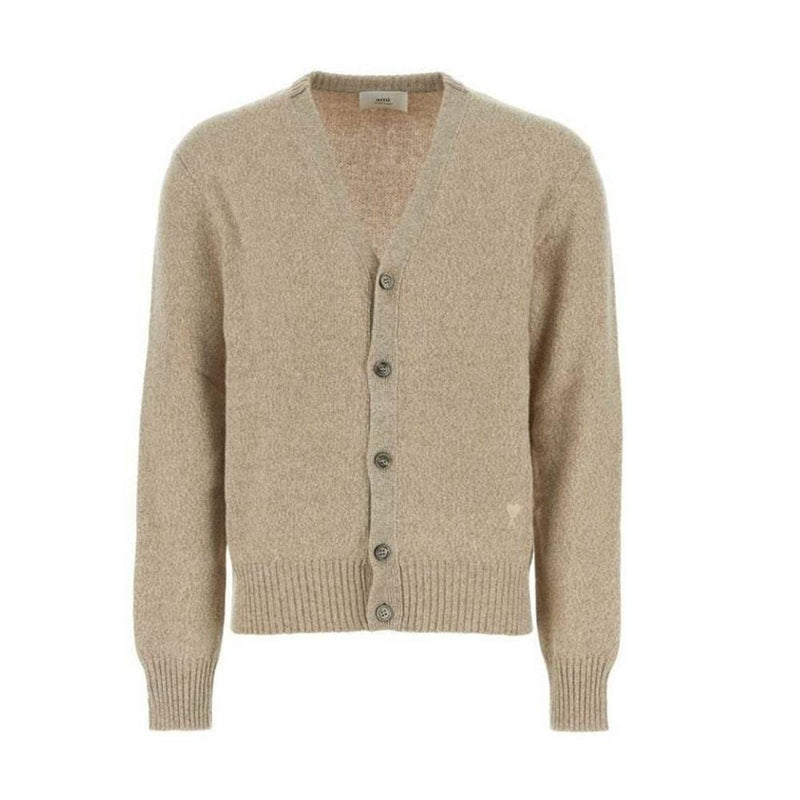 AMI Men’s Chain Stitch Heart Logo Cashmere Cardigan