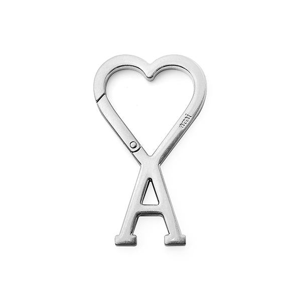 AMI Heart Logo Hook Keyring Unisex Accessories Silver Tone