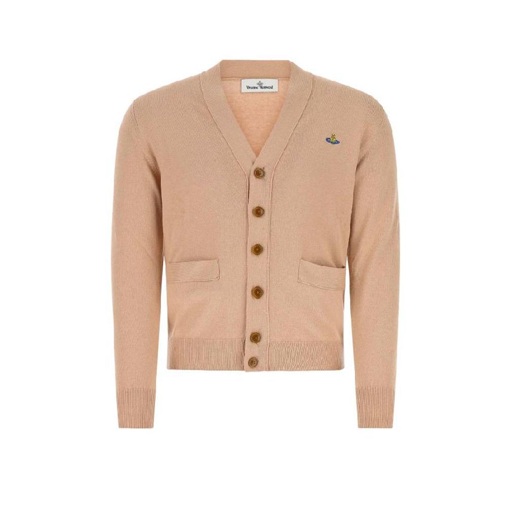 Vivienne Westwood ORB Logo V-Neck Cardigan Navy Wool Men