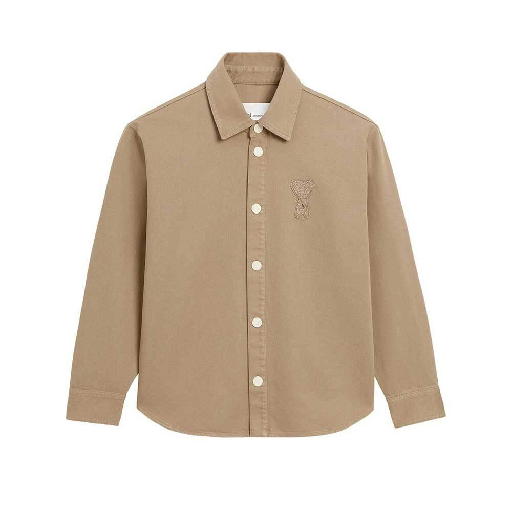 AMI Cotton Knit Ami de Coeur Overshirt Men’s Long Sleeve Shirt