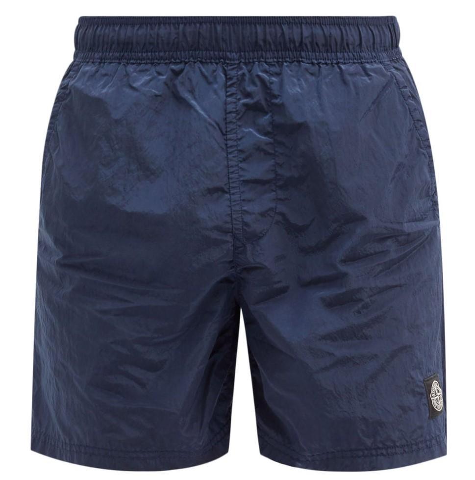 STONE ISLAND Men's Garment-Dyed Logo Shell Swim Shorts 1015B0943