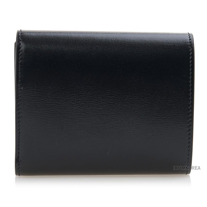 CELINE Triomphe Leather Compact Wallet Black