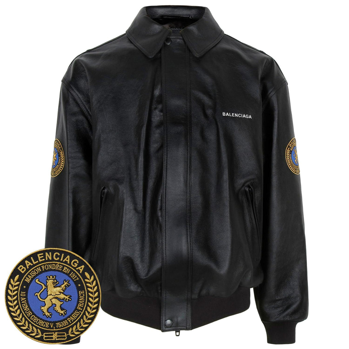 BALENCIAGA Black Taxi Leather Jacket 830249 TLS01 1000