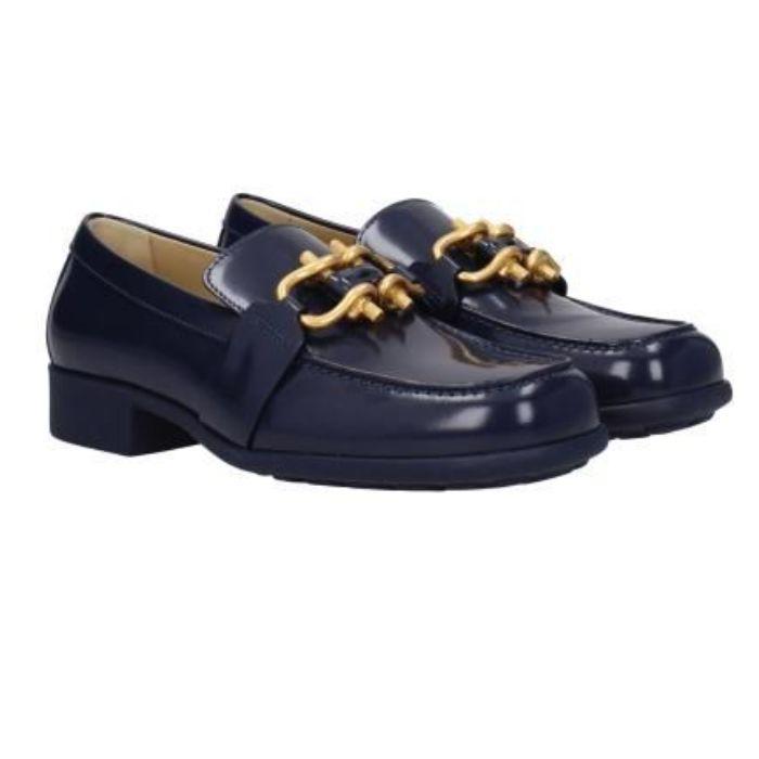 Bottega Veneta Leather Mousse Loafers Blue Sandals