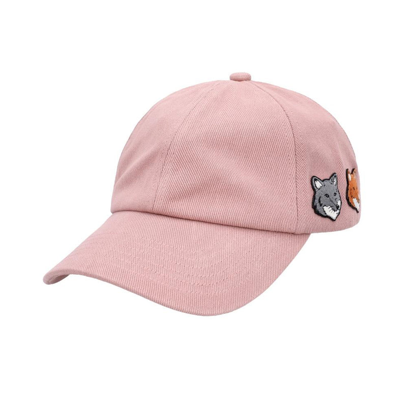 Maison Kitsune Double Fox Head Patch Cotton Baseball Cap OM611C FWW9112