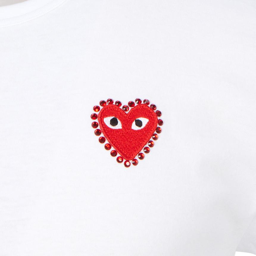 Comme des Garcons Rhinestone Red Heart Unisex Short Sleeve T-Shirt AX T801 051 2