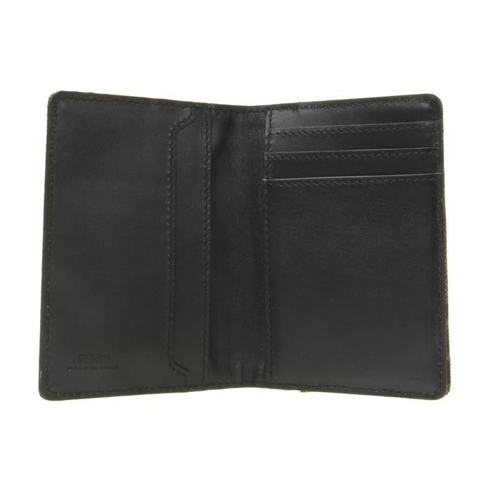 FENDI FF Logo Leather Card Holder Black