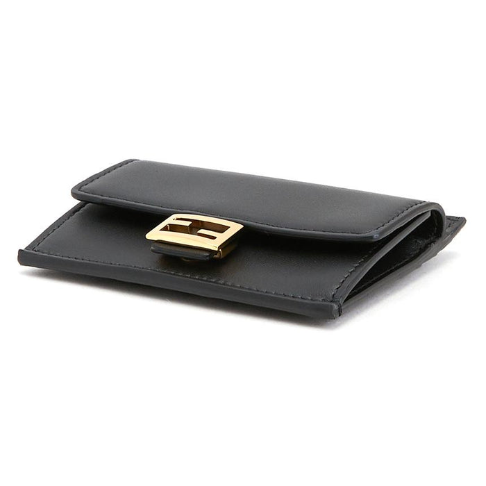 FENDI Leather Card Holder Wallet for Women Black