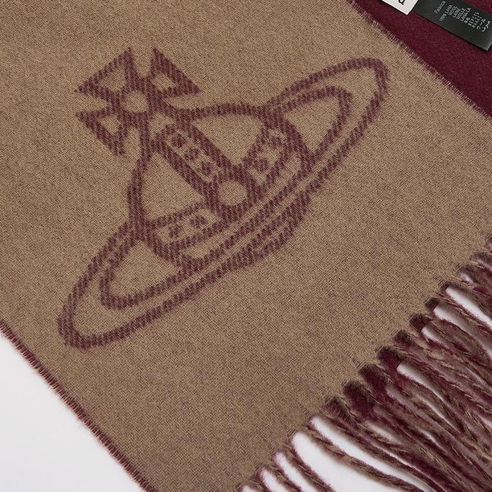 Vivienne Westwood Unisex Reversible ORB Logo Scarf Navy Wool