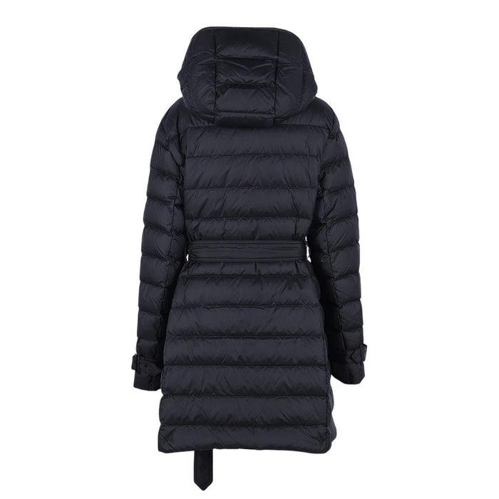 BURBERRY Black Whitley Belted Hooded Half Puffer Jacket
