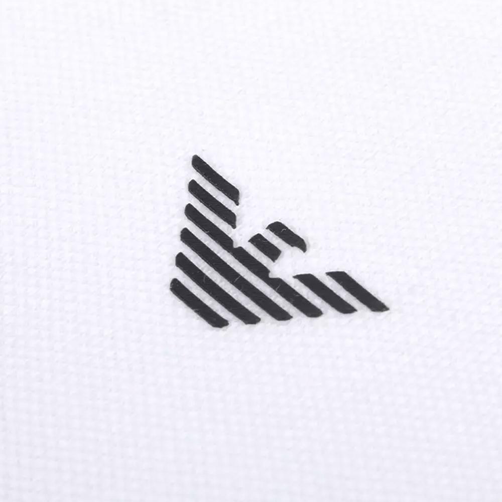 Emporio Armani Rubber Logo Lined Collar Polo Shirt White Men’s
