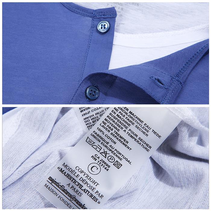 MAJESTIC Layered Henley Neck T-Shirt for Men 15S 04 004 034