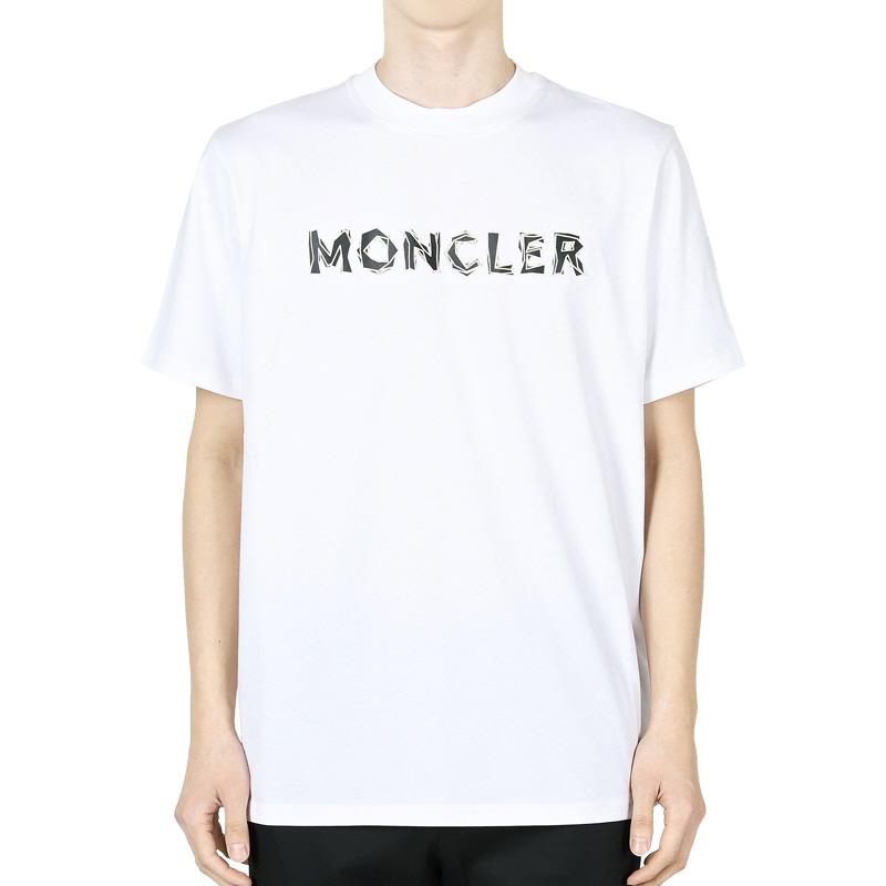 Moncler Men’s Lettering Logo Print Short Sleeve T-Shirt White 8C00052 89AJS 00A