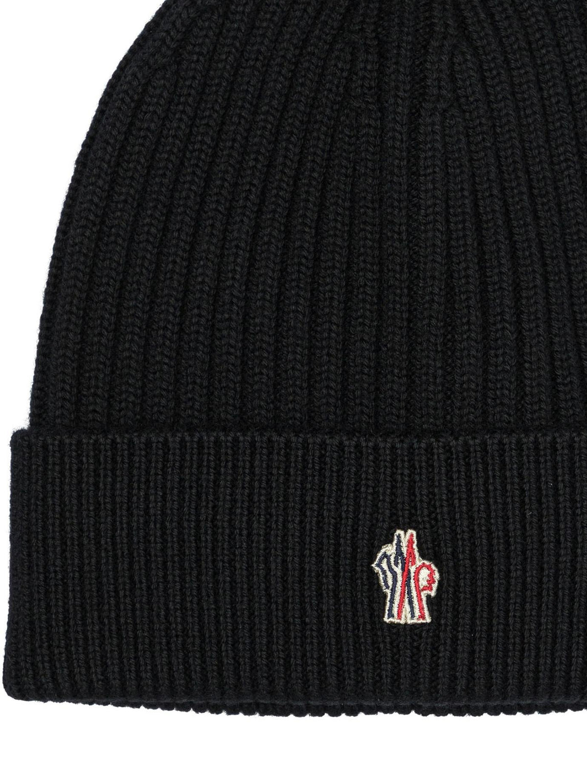 Moncler Black Wool Rib Knit Beanie