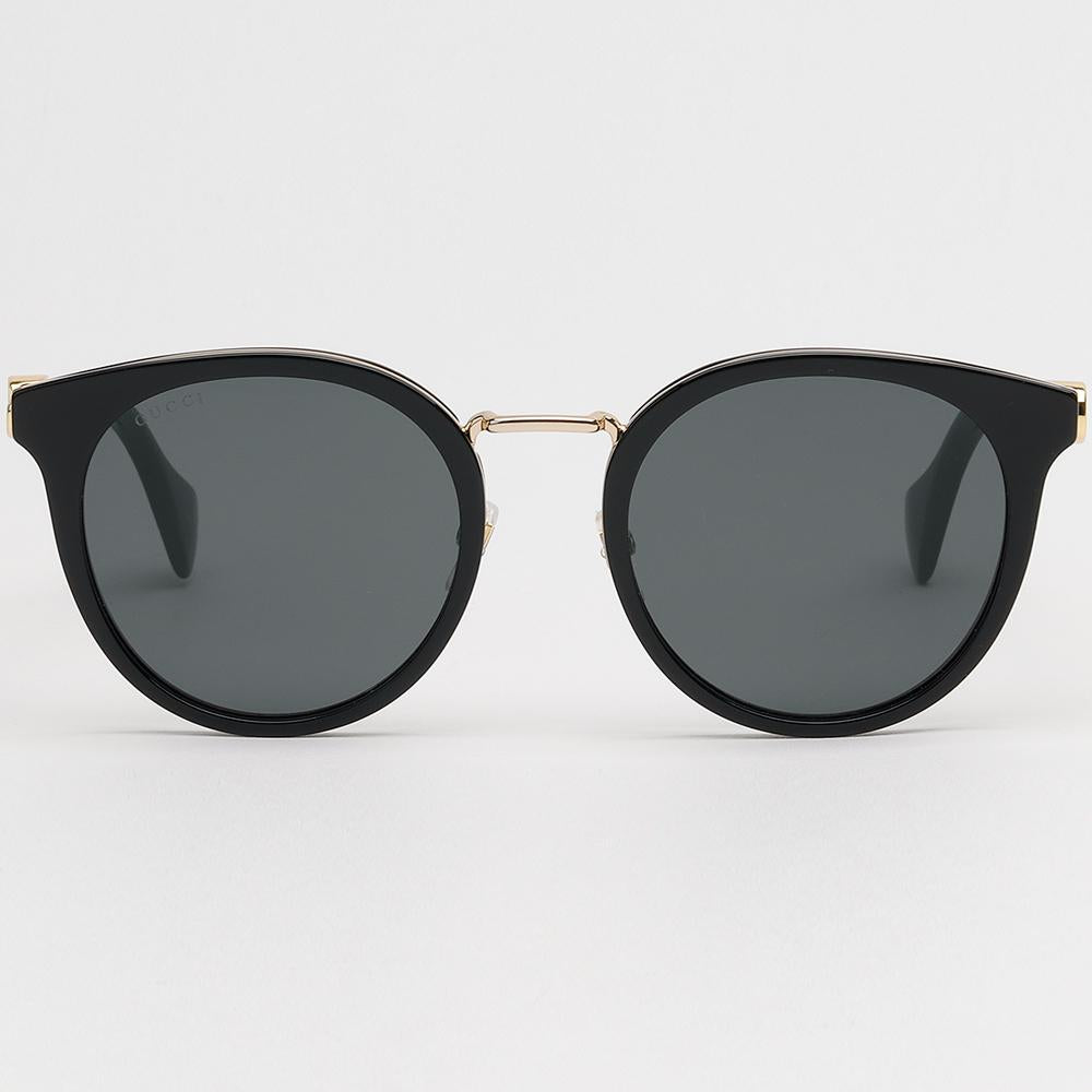 GUCCI Double G Round Sunglasses Asian Fit Unisex Classic Black