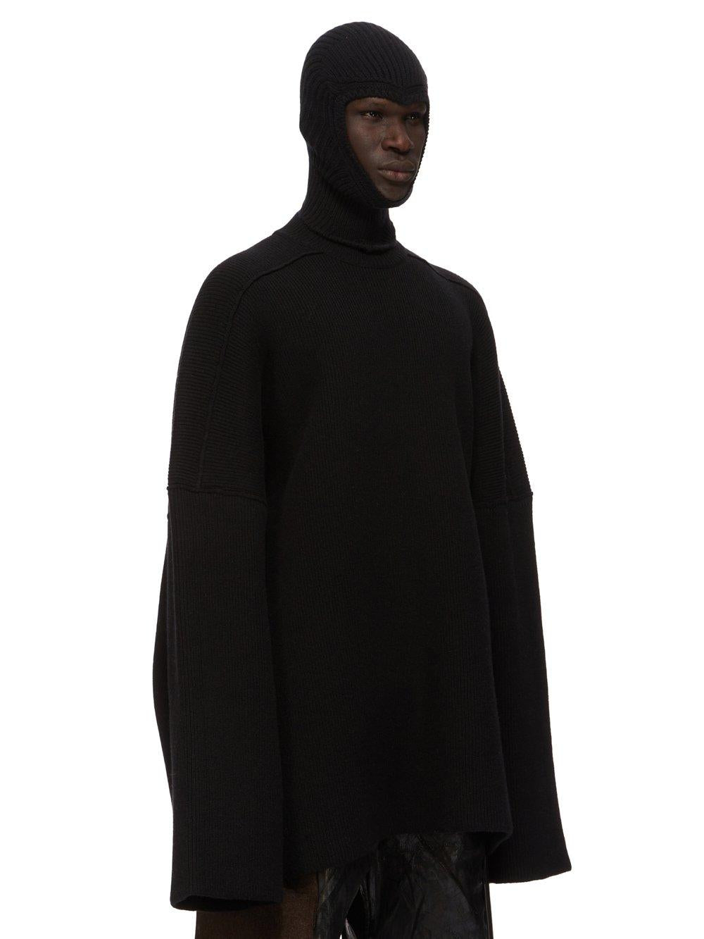 Rick Owens Black Wool Knit Skull Balaclava RR02D6490 KWV 09