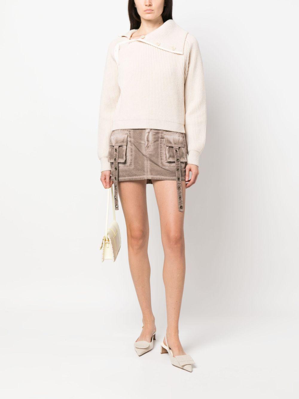 JACQUEMUS Light Beige Wool Mock Neck Sweater Women’s Round Neck Knit