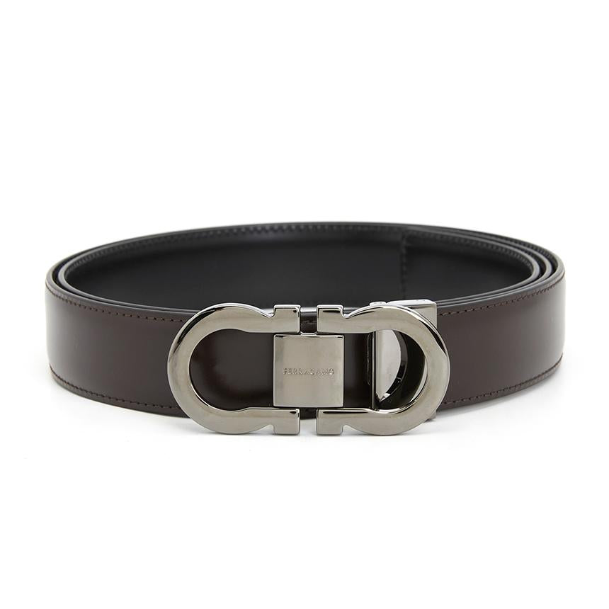 Ferragamo Gancini Reversible Leather Belt Men Black/Brown