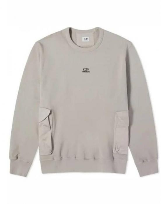 CP Company Cotton Fleece Mixed Pocket Sweatshirt Men’s Gray