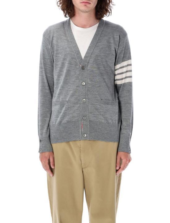 THOM BROWNE 4-Bar Sustainable Fine Merino Wool Classic Cardigan Pale