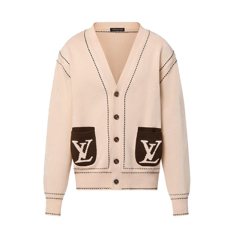 Louis Vuitton Signature Light Cardigan Ivory Brown Men’s Knit