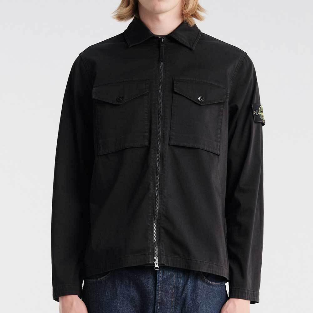 STONE ISLAND Stretch Organic Cotton Satin Zip Overshirt Jack 1200010 S0012 V0029