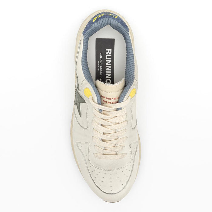 GOLDEN GOOSE White Green Star Patch Men’s Running Sneakers Low Top