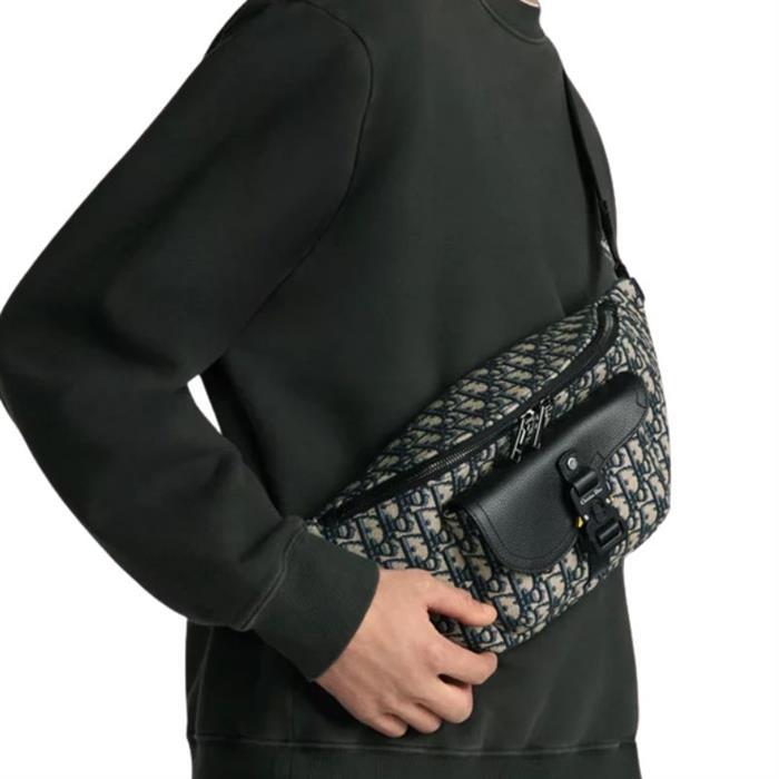 DIOR Saddle Belt Bag Black Leather Crossbody Waist Pack 1ADBO084YKS H27E