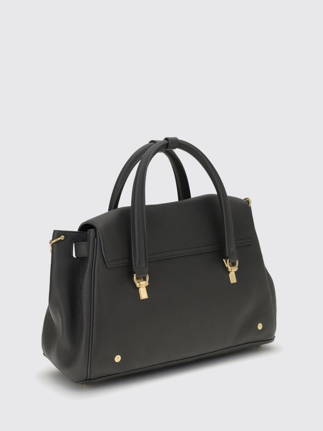 THOM BROWNE Grey Leather Structured Tote Bag