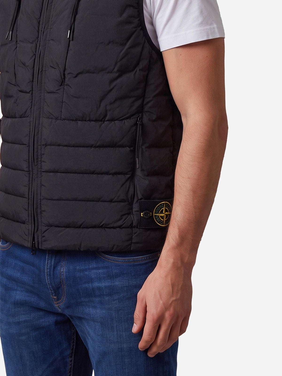 STONE ISLAND Black Nylon Down Vest