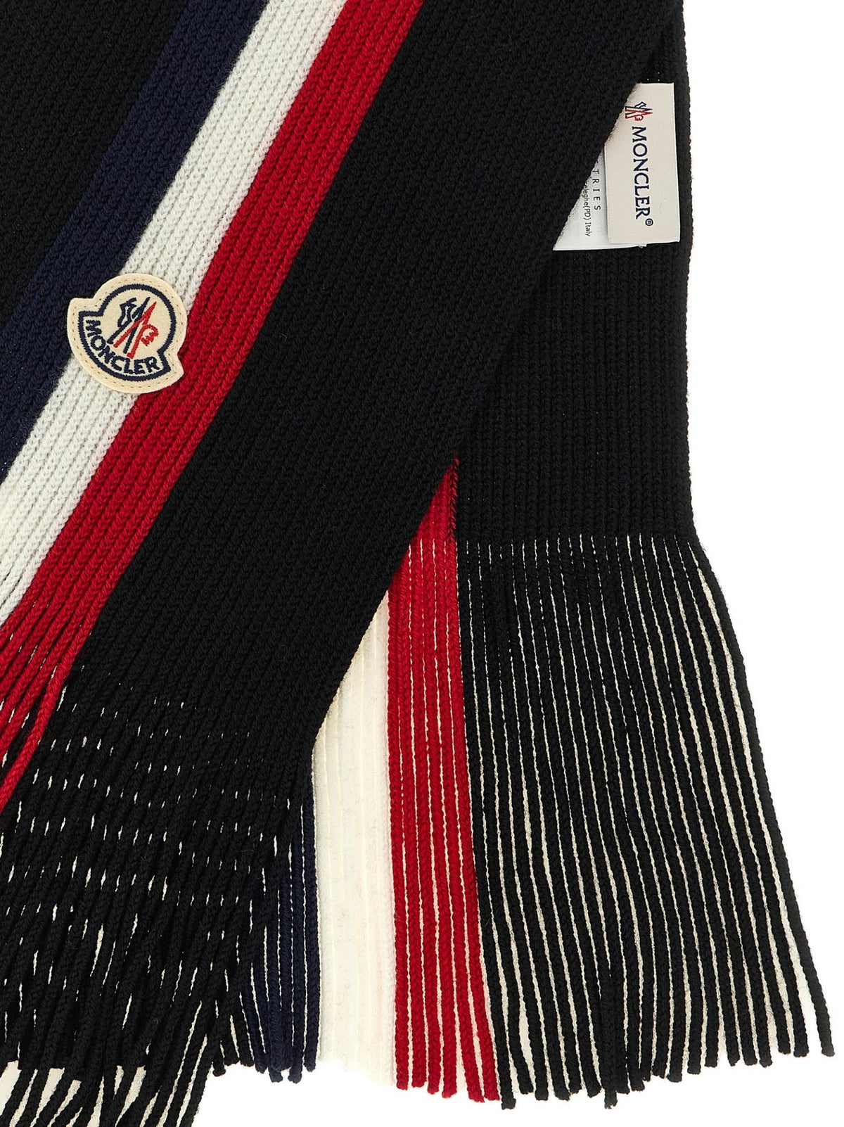 Moncler Black Wool Knit Scarf