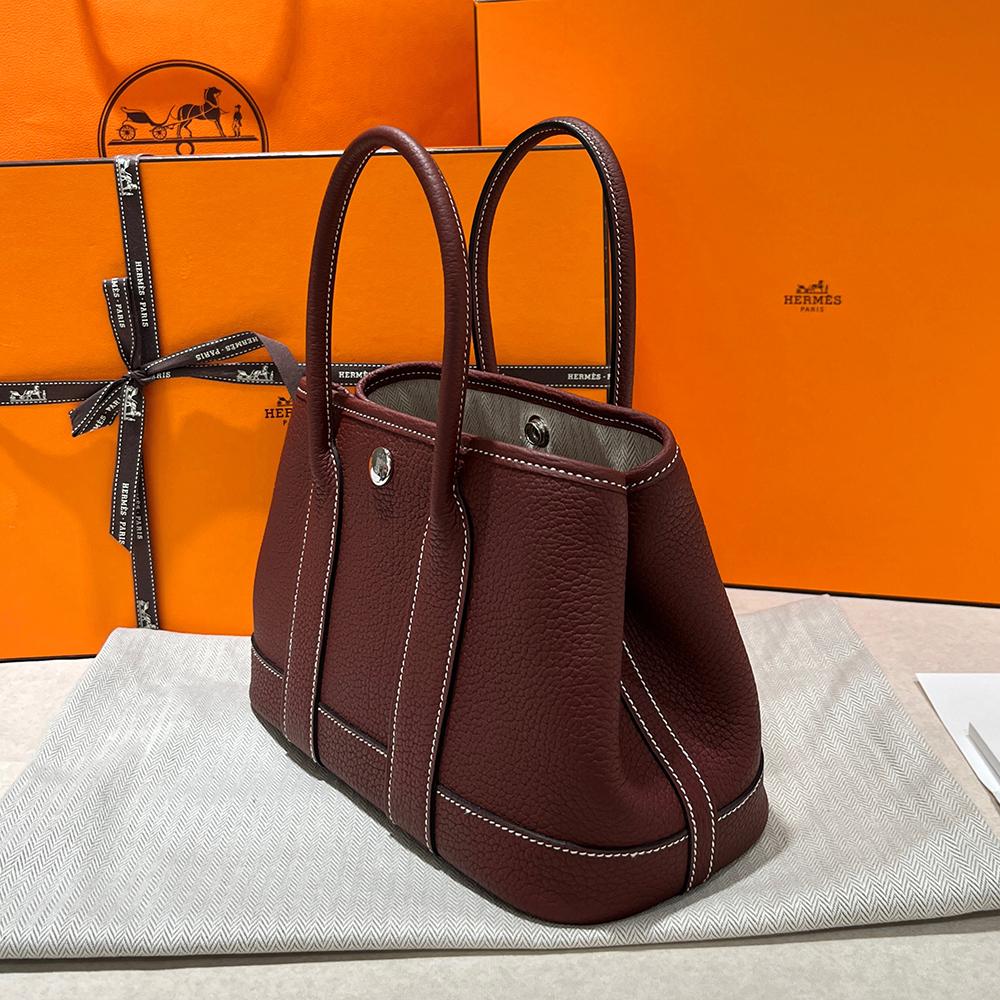 HERMES Negonda Rouge Red Garden Party 23 Mini Tote Bag Silver Hardware
