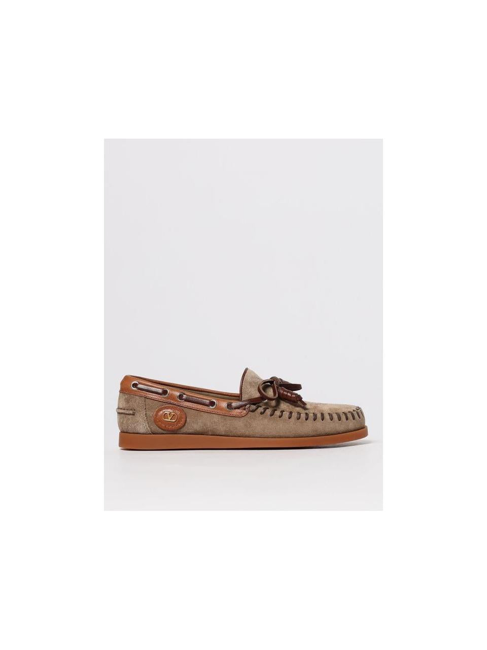 VALENTINO Palm Avenue Crust Leather Boat Shoes 7W2S0MW1 BTL AMV