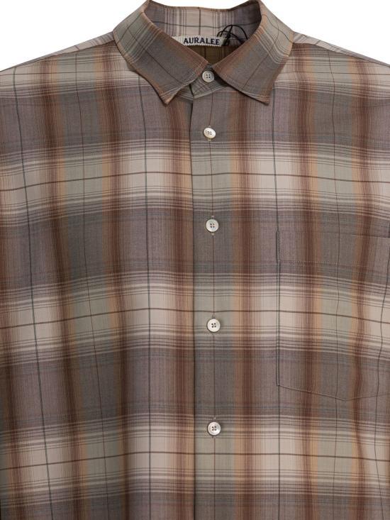 AURALEE Gray Brown Check Long Sleeve Shirt A25SS 01LC