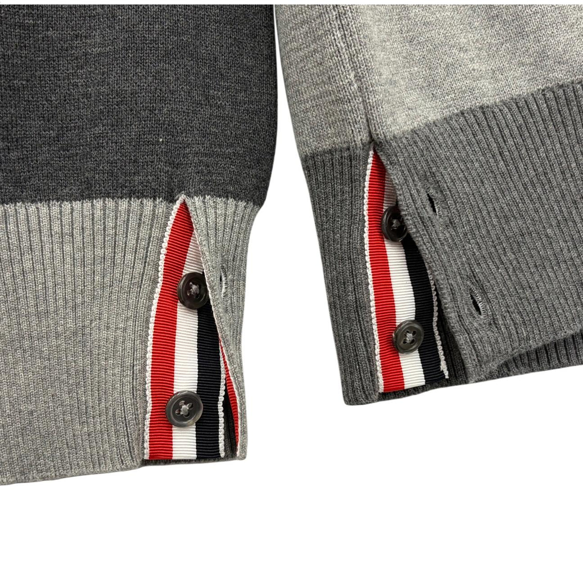 THOM BROWNE Grey Armband Stripe Knit Cardigan for Men