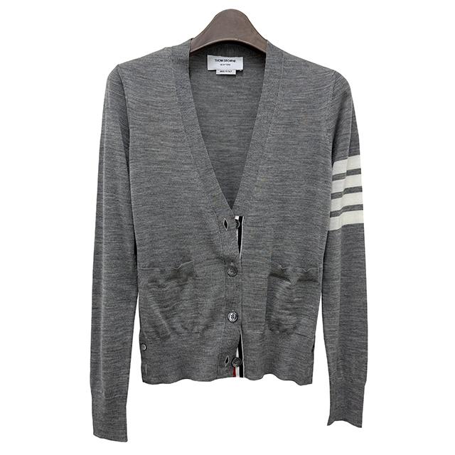 THOM BROWNE Women’s 4-Bar Armband Wool Cardigan Gray