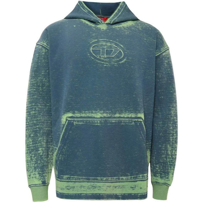 DIESEL Green Blue Pullover Hoodie for Men A14 0NMAZ 8MSA